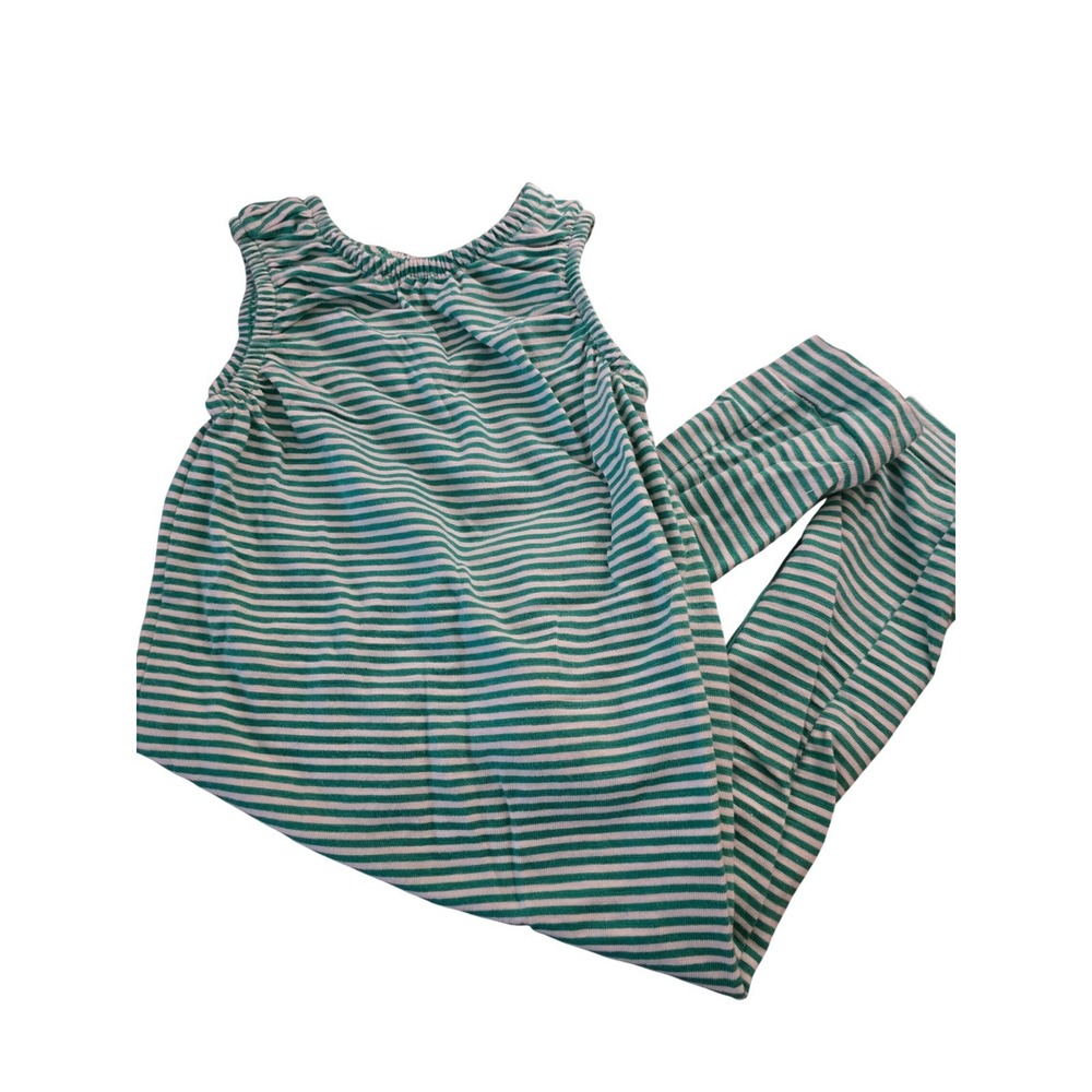 Cat & Jack Baby Green White Striped Sleeveless Romper Snaps 12M